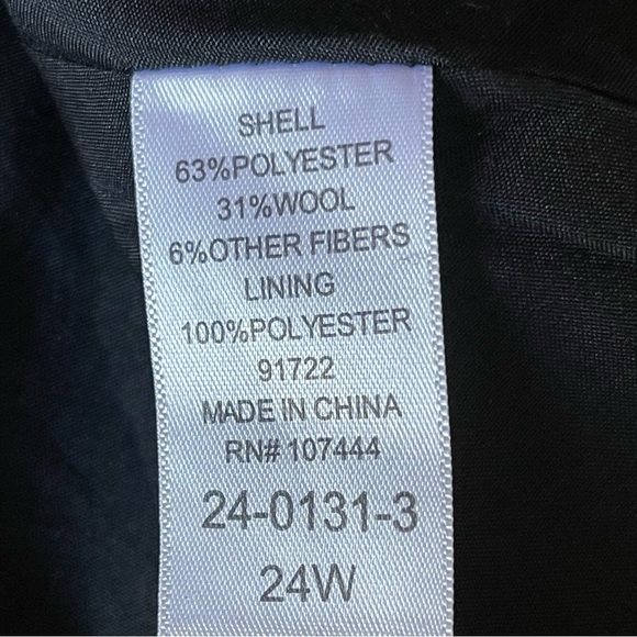 Jessica London Women’s Wool Blend Peplum Coat Jacket Plus Size 24W Black - Picture 8 of 8